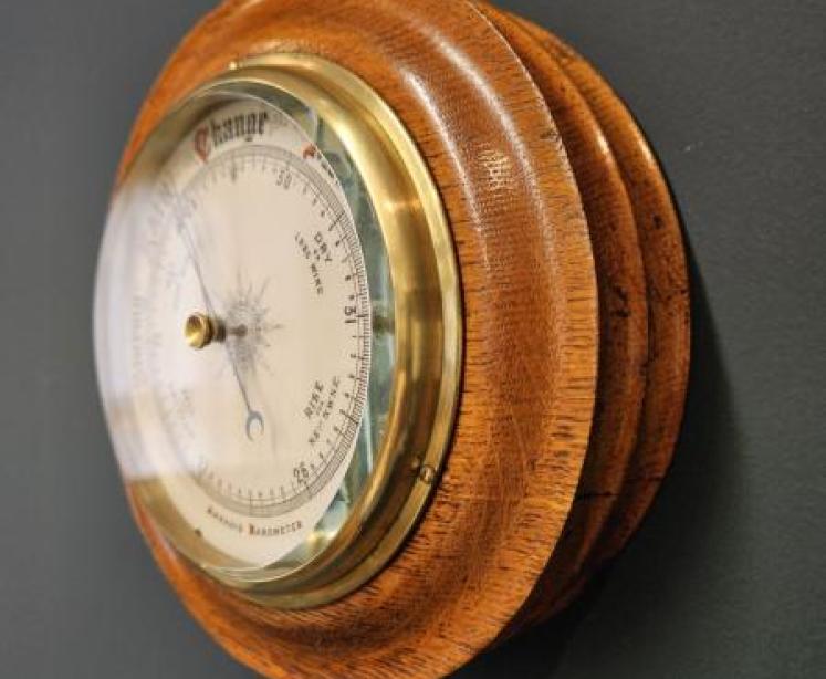 Victorian Turned Golden Oak Barometer  - Image 3