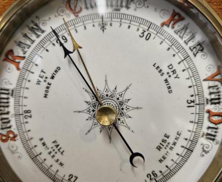 Victorian Turned Golden Oak Barometer  - Image 4