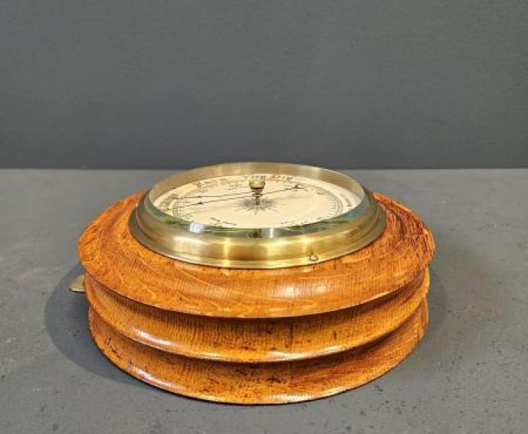 Victorian Turned Golden Oak Barometer  - Image 5