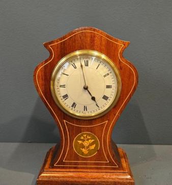 Edwardian Inlaid Mahogany Mantel Clock