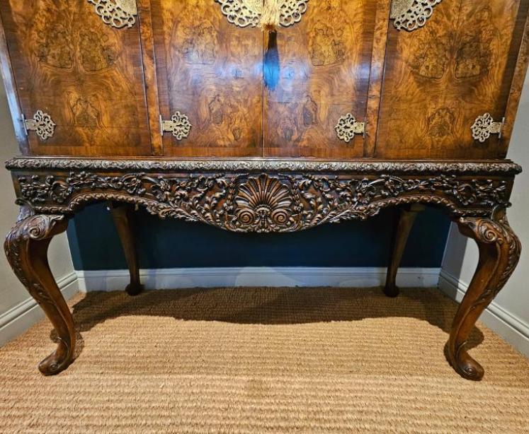 1920's Burr Walnut Cocktail Cabinet - Image 5