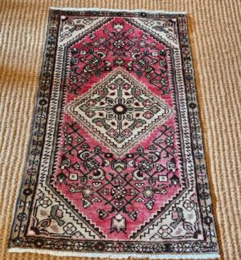 Persian Pure Wool Rug with Dark Pink Ground 