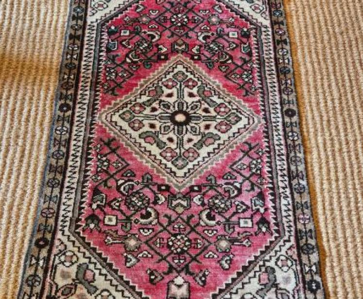 Persian Pure Wool Rug with Dark Pink Ground  - Image 1