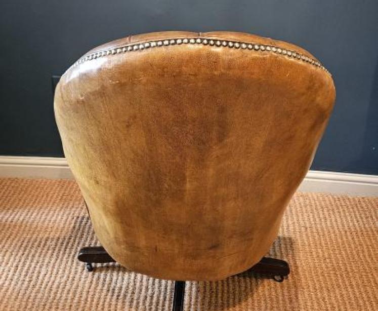 Deep Buttoned Leather Revolving and Rocking Chair  - Image 6