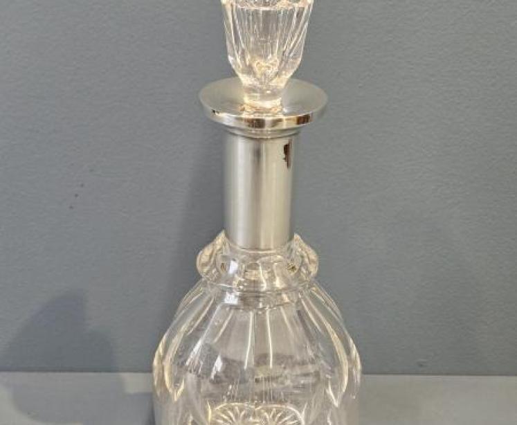 George V Silver Neck Cut Crystal Decanter - Image 1