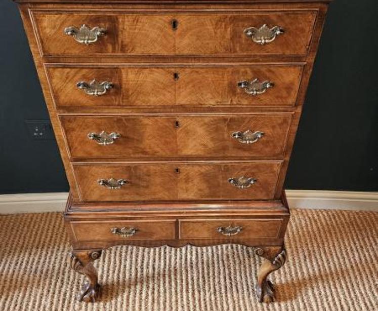 Small Edwardian Walnut Chest on Stand - Image 2
