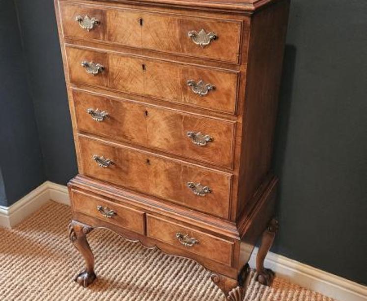 Small Edwardian Walnut Chest on Stand - Image 5