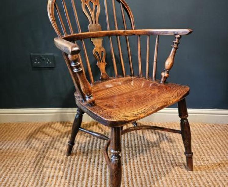 Yew Wood Low Back Windsor Chair  - Image 1