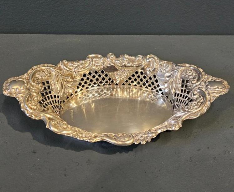 Victorian Silver Fretted Border Dish - Image 2