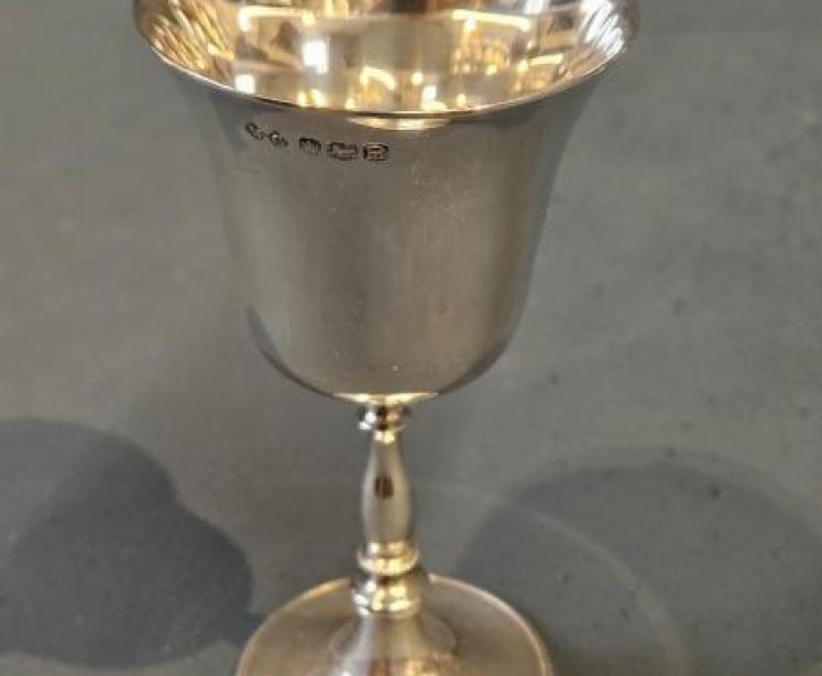 Set of Six Cast Silver Goblets - Image 4