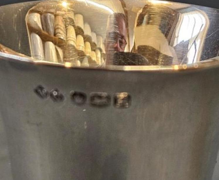 Set of Six Cast Silver Goblets - Image 6