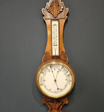 Victorian Oak Banjo Barometer 