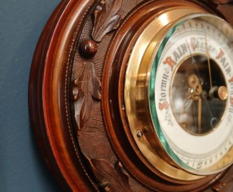 Victorian Walnut Skeletonised Aneroid Barometer - Image 2