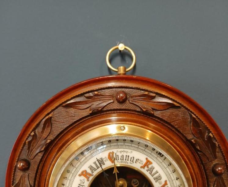 Victorian Walnut Skeletonised Aneroid Barometer - Image 4