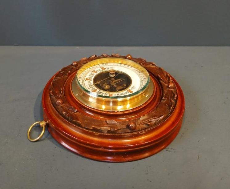 Victorian Walnut Skeletonised Aneroid Barometer - Image 6