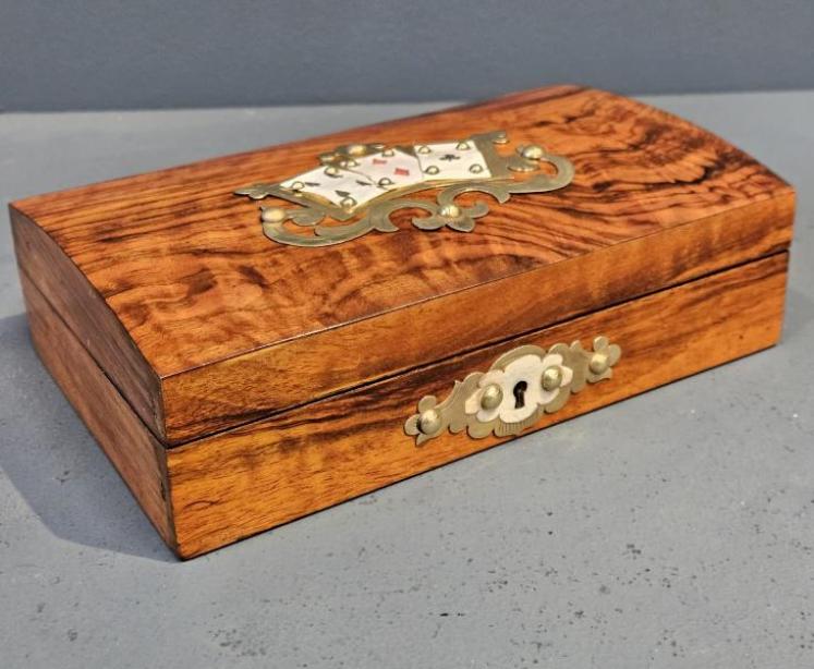 Victorian Walnut Card Box - Image 2