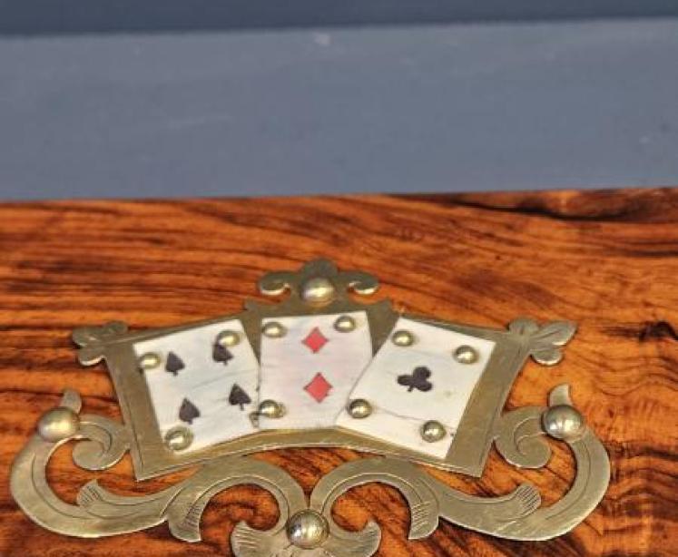 Victorian Walnut Card Box - Image 4