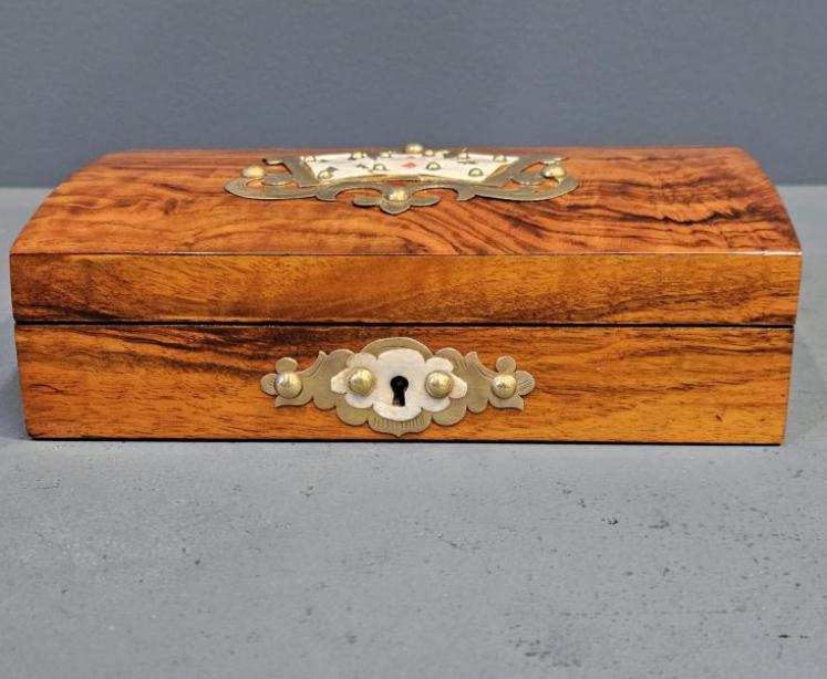 Victorian Walnut Card Box - Image 6