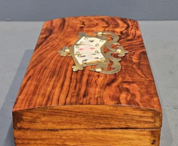 Victorian Walnut Card Box - Image 7