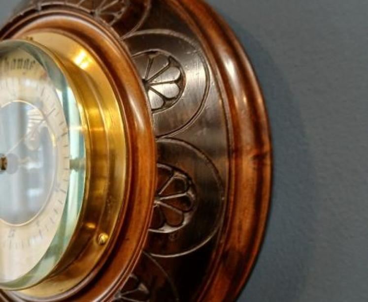 Victorian Solid Walnut Aneroid Barometer - Image 4