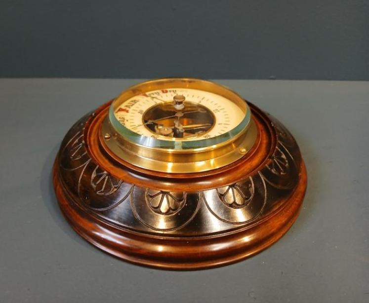 Victorian Solid Walnut Aneroid Barometer - Image 6