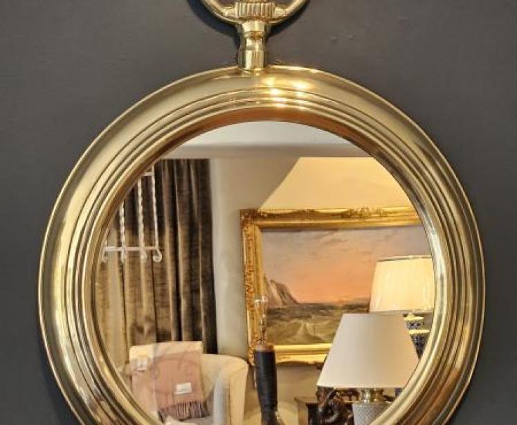 Late Victorian Brass Pocket Watch Mirror - Image 1