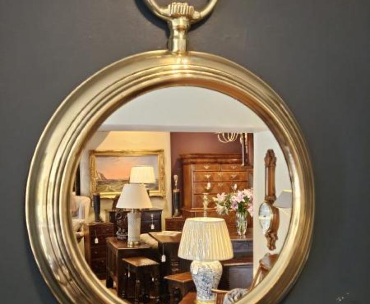 Late Victorian Brass Pocket Watch Mirror - Image 6