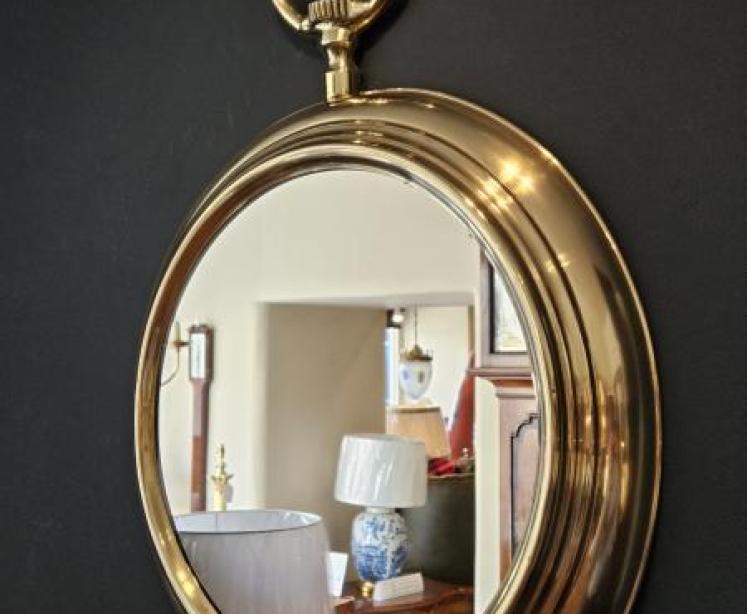 Late Victorian Brass Pocket Watch Mirror - Image 7