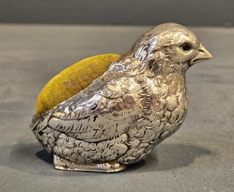Large George V Silver Chick Pin Cushion - Image 1