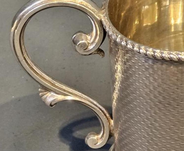 Victorian Engine Turned Silver Mug - Image 6