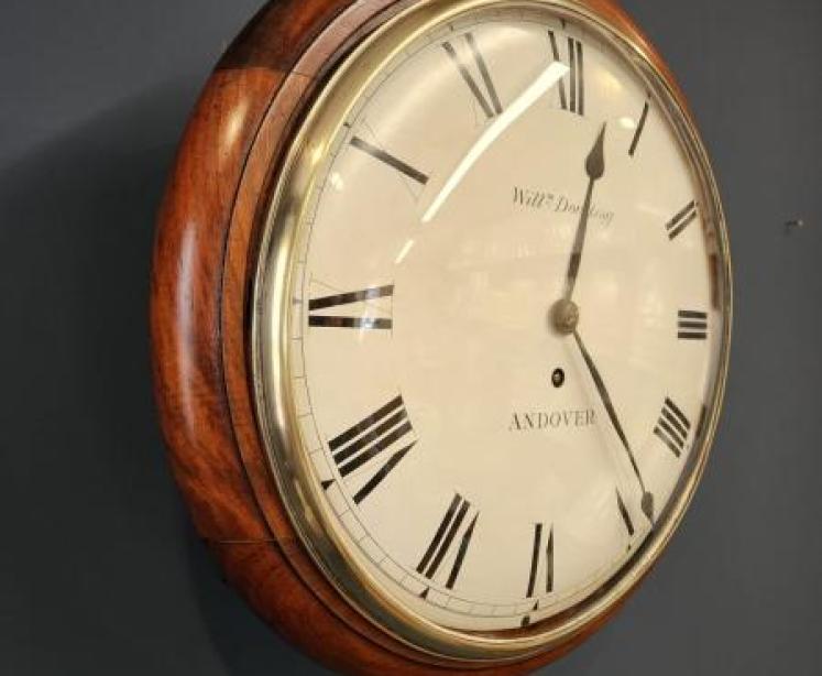 Victorian Mahogany 8 Day Convex Dial Fusee Wall Clock - Image 3