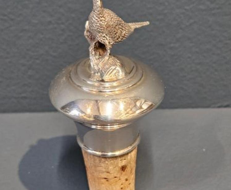 Silver Grouse Topped Bottle Cork - Image 1