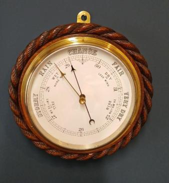 Large 11" Victorian Oak Ship's Barometer