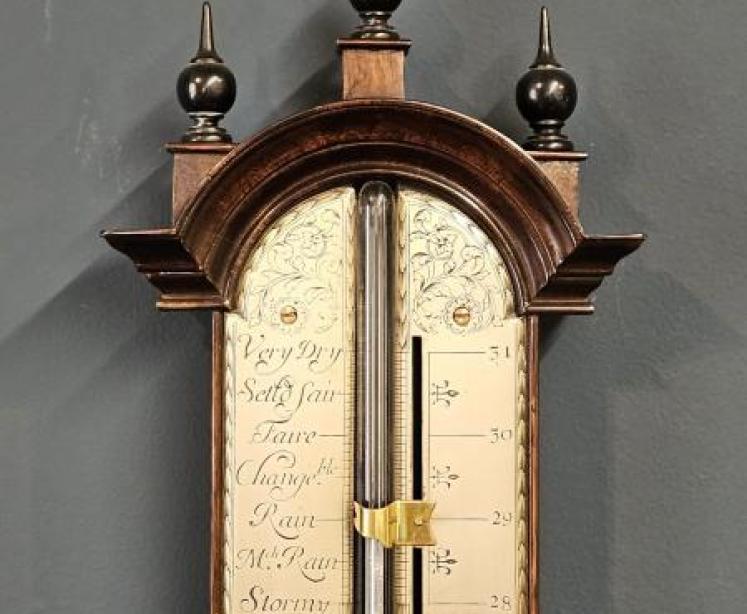 Early George II Stick Barometer by Simon Cade, Charring Cross - Image 2