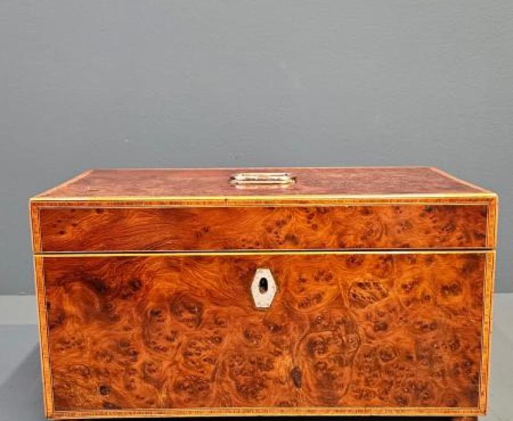 Superb Georgian Burr Yew Tea Caddy - Image 2