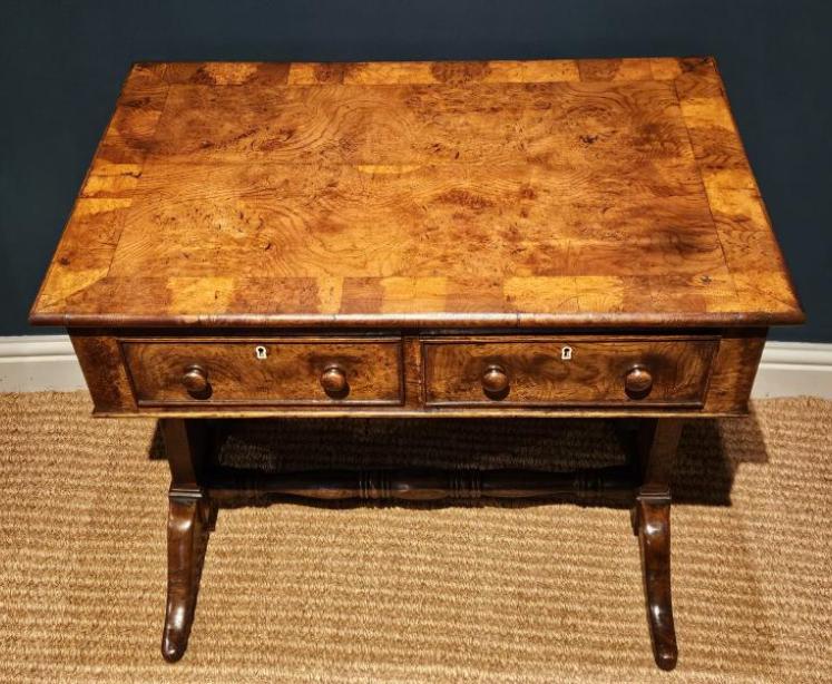 Small Regency Pollard Oak Country House Library Table - Image 3