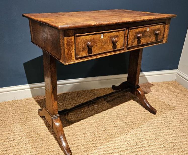 Small Regency Pollard Oak Country House Library Table - Image 4
