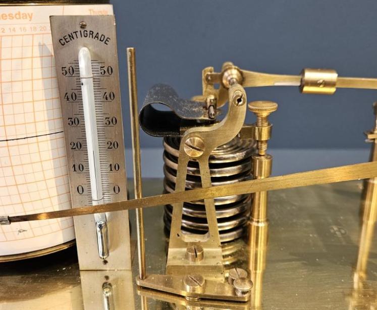 Unusual Edwardian Brass and Nickel Plated Case Barograph - Image 7