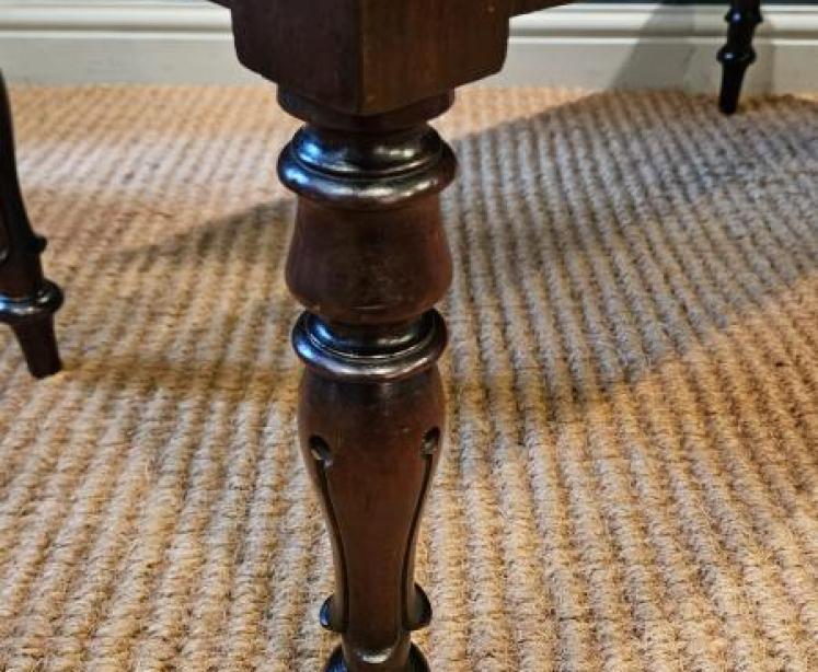 William IV Mahogany Linen Covered Stool - Image 3