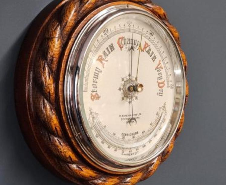 Victorian Oak Ships Barometer by Watson Of Holborn - Image 5