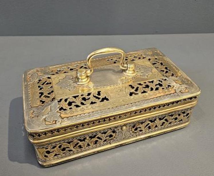 Victorian Brass and Silver Pot Pourri - Image 1