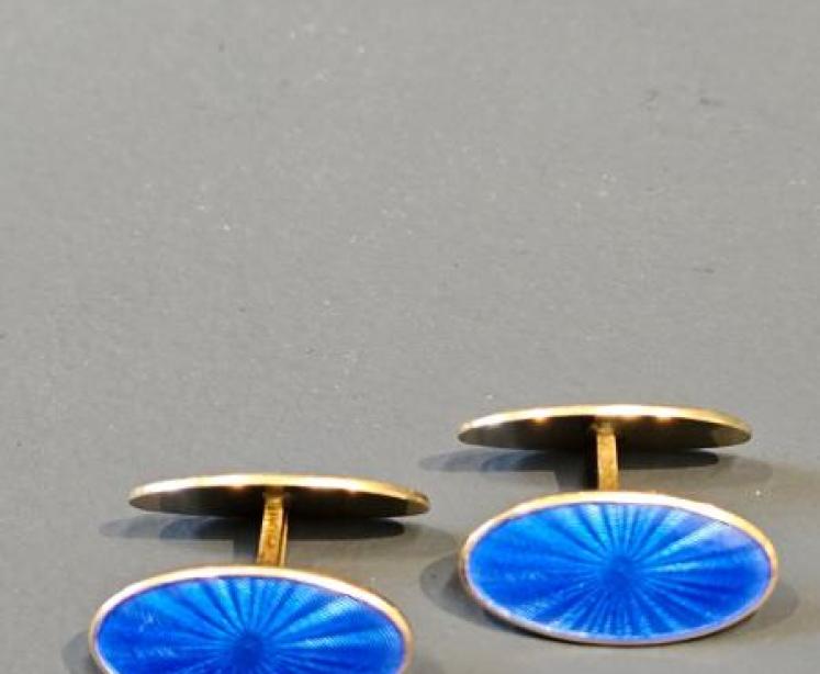 David Andersen Norwegian Silver Gilt and Enamel Cufflinks - Image 1