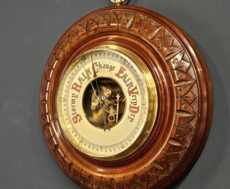 Victorian Turned and Carved Mahogany Cased Barometer - Image 3