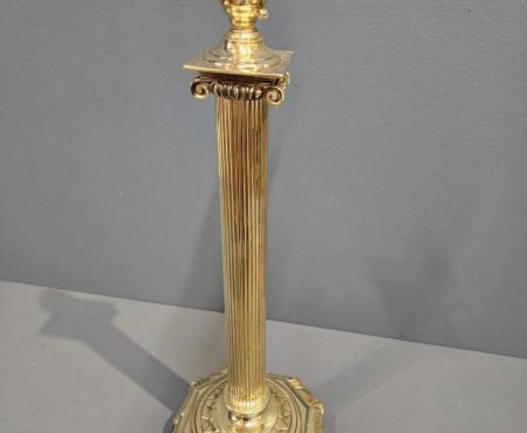 Edwardian Reeded Column Doric Mount Table Lamp - Image 7