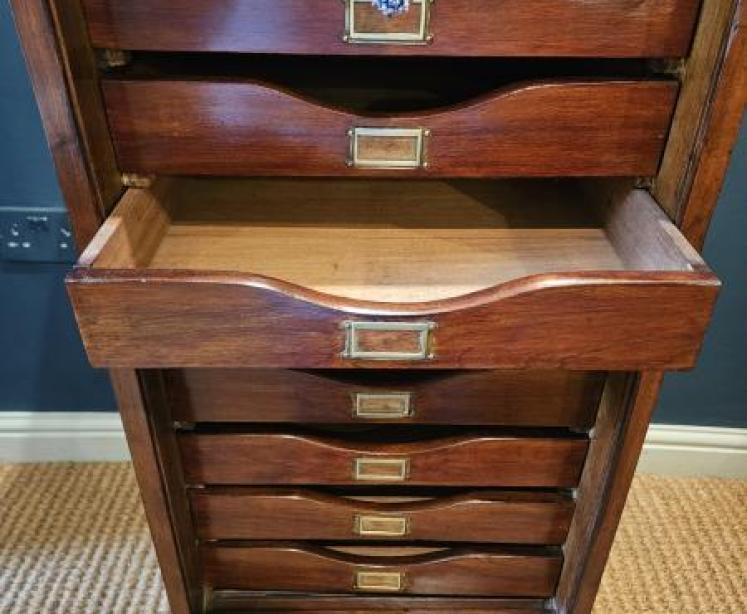Edwardian Mahogany Tambour Front Filing Cabinet - Image 5