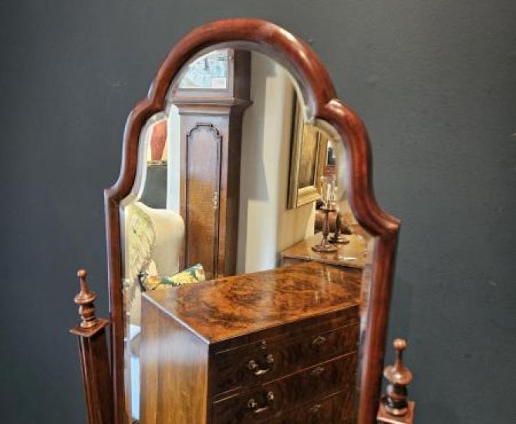 Edwardian Walnut Cheval Mirror - Image 2