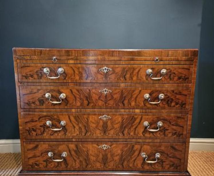 Superb Late Georgian Walnut Chest with Brushing Slide - Image 1