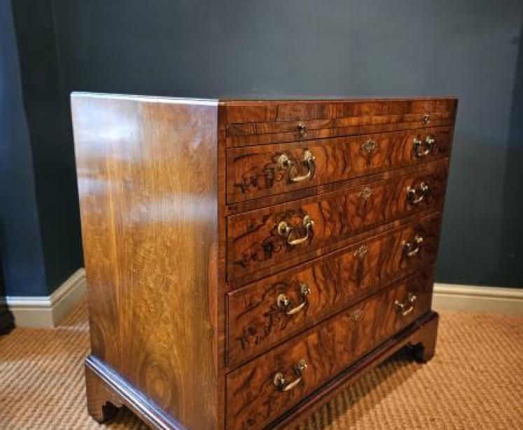 Superb Late Georgian Walnut Chest with Brushing Slide - Image 6