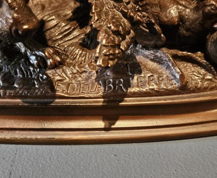 Superb Signed Bronze of Retrievers by French Sculptor Delabrierre - Image 5