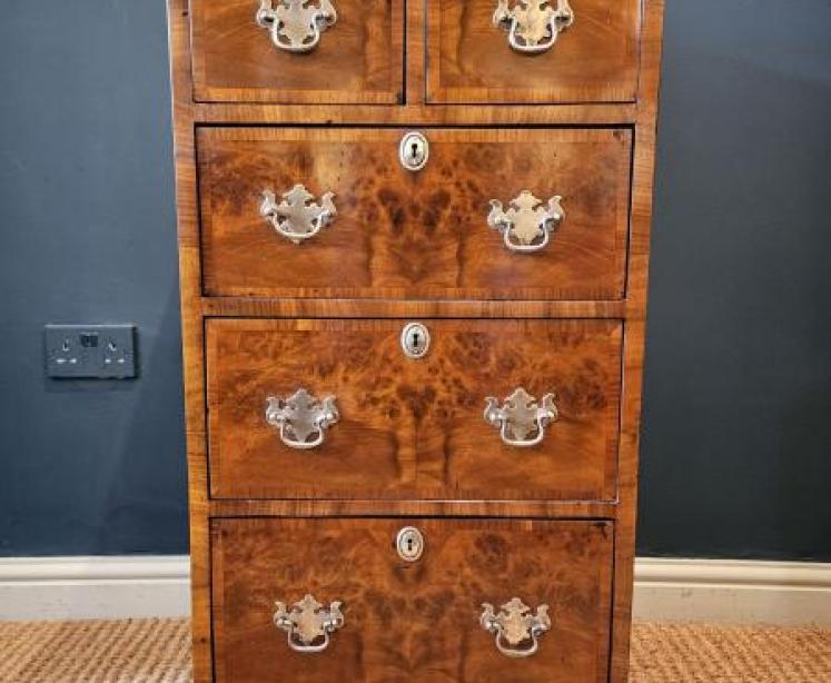 Victorian Burr Walnut Tallboy Chest - Image 1